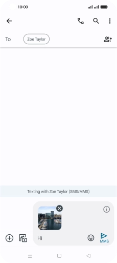 Press the send icon when you've finished your MMS.