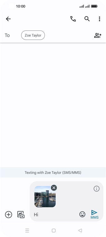 Press the send icon when you've finished your MMS.