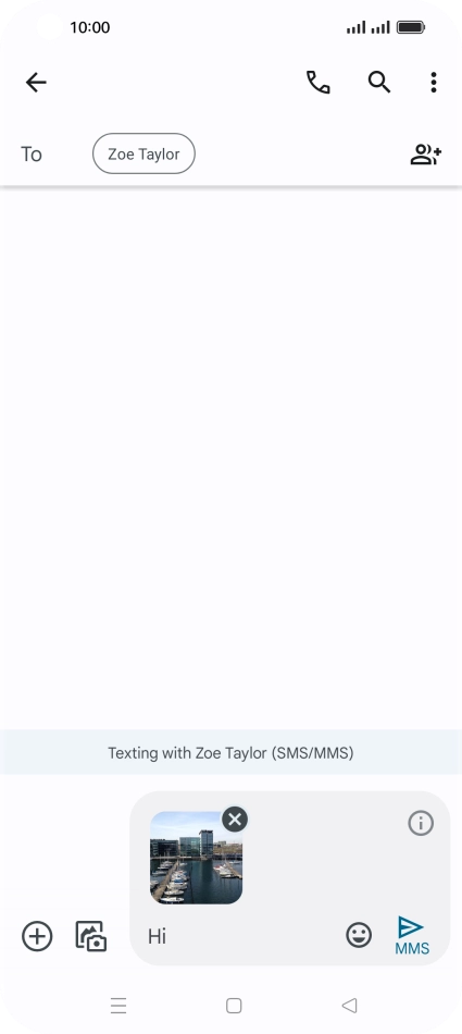 Press the send icon when you've finished your MMS.