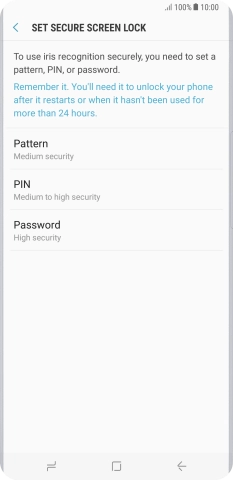 Press the required setting and follow the instructions on the screen to create an additional phone lock code.
