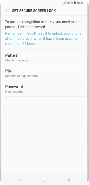 Press the required setting and follow the instructions on the screen to create an additional phone lock code.