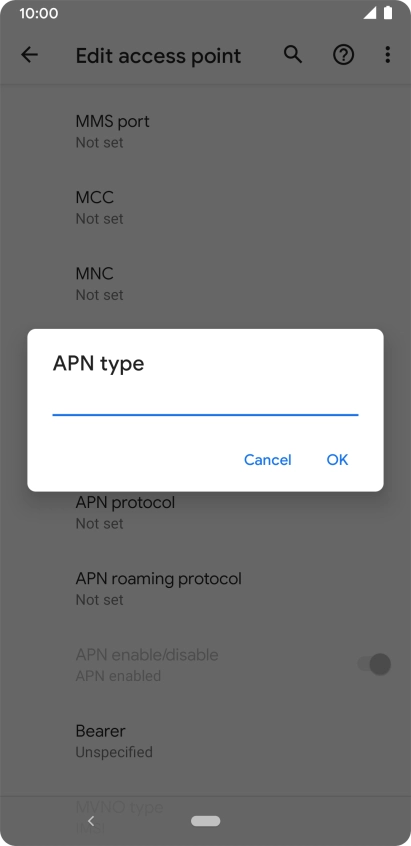 Key in default and press OK.