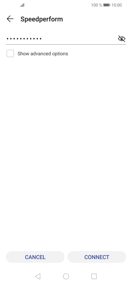 Key in the password for the Wi-Fi network and press CONNECT.