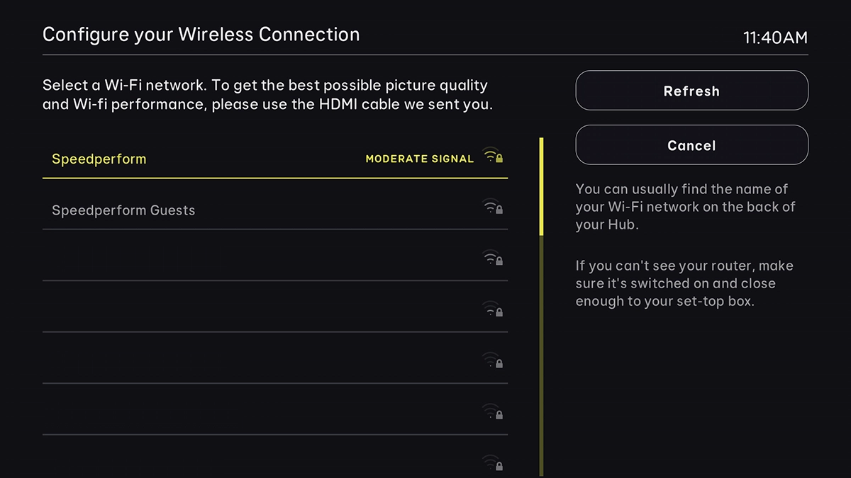 Highlight the required Wi-Fi network.