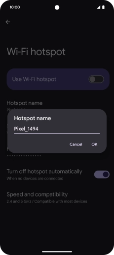 Key in the required Wi-Fi hotspot name and press OK.
