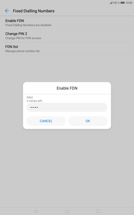Key in your PIN2 and press OK. The default PIN2 is 0000.