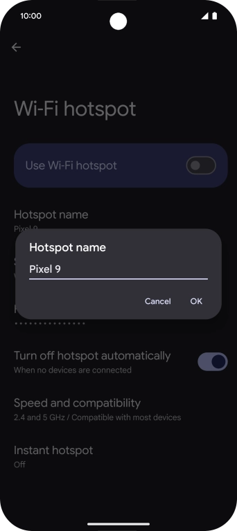 Key in the required Wi-Fi hotspot name and press OK.