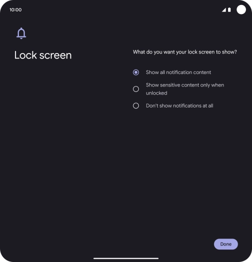Press the required setting.