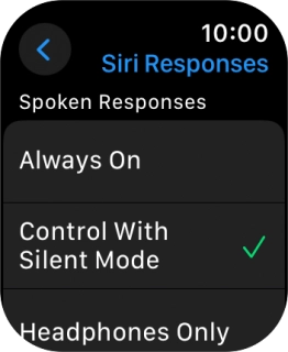 Press the required setting.