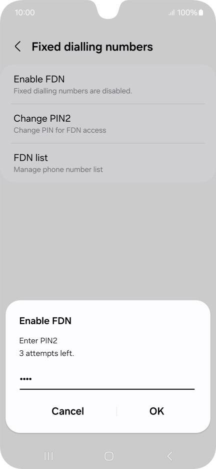 Key in your PIN2 and press OK. The default PIN2 is 0000.
