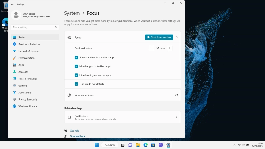 Follow the instructions on the screen to select the required focus mode settings.