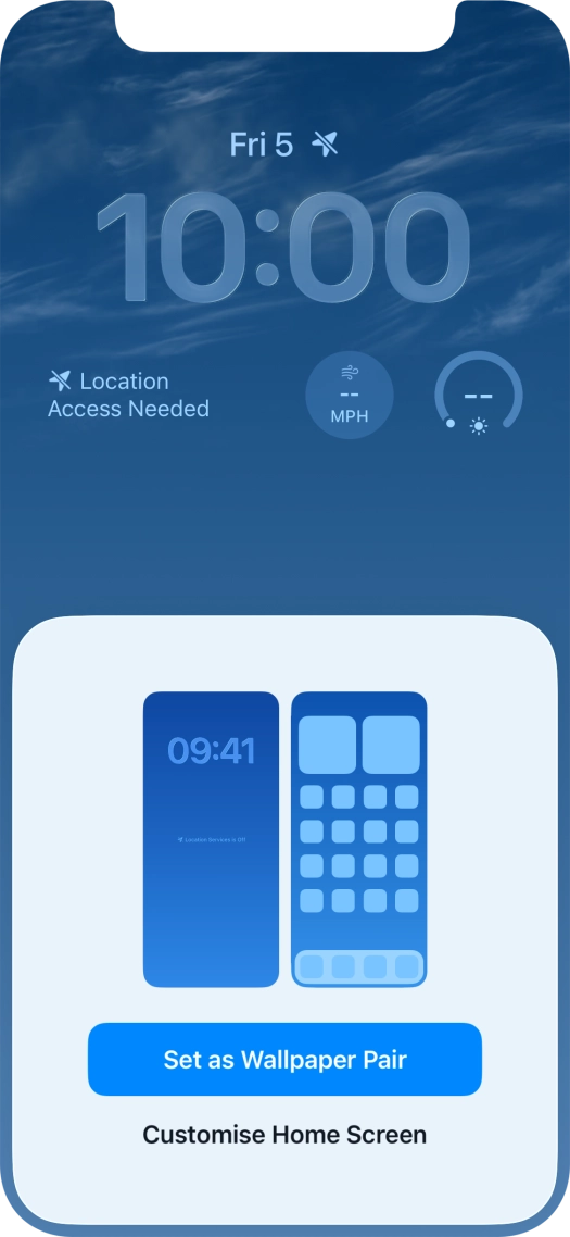To use the same colour theme on the home screen, press Set as Wallpaper Pair.