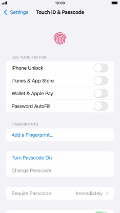 Press Turn Passcode On and key in a phone lock code of your own choice twice.