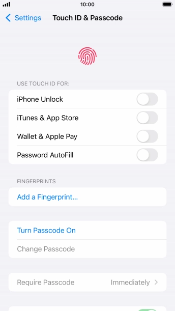 Press Turn Passcode On and key in a phone lock code of your own choice twice.