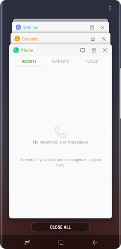 To end one running application, slide your finger right on the required application.