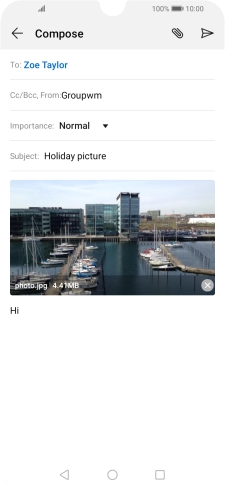 Press the send icon when you've finished your email.
