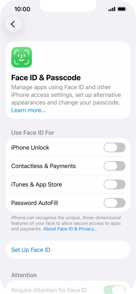 Press Set Up Face ID.