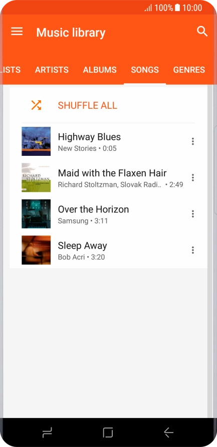 Press the required audio file.