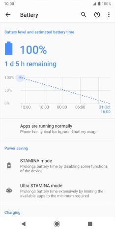 Press the required setting and follow the instructions on the screen to select the required low power mode.
