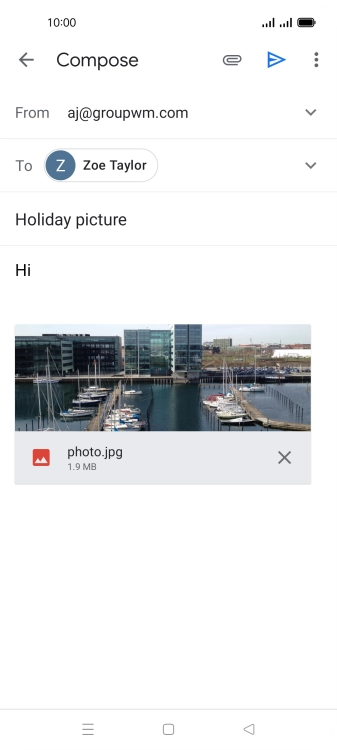 Press the send icon when you've finished your email.