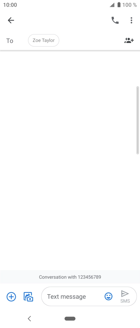 Press the text input field and write the text for your SMS.