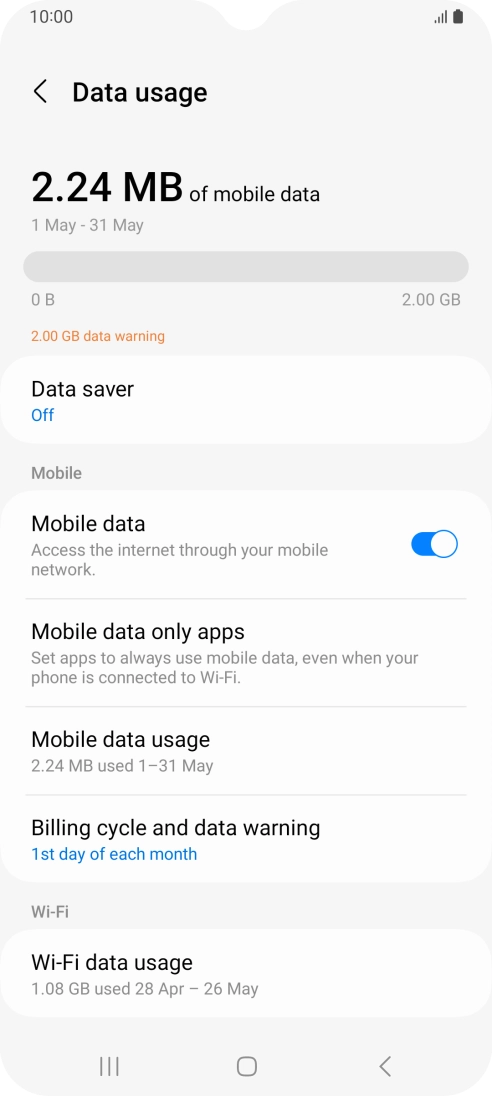 The total data usage is displayed.