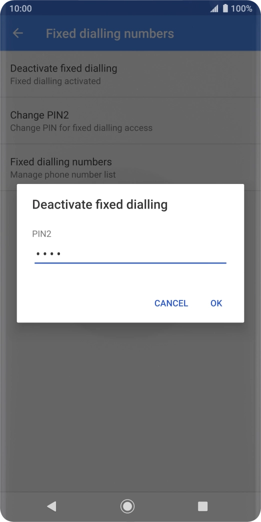 Key in your PIN2 and press OK. The default PIN2 is 0000.