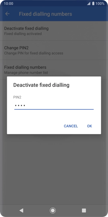 Key in your PIN2 and press OK. The default PIN2 is 0000.