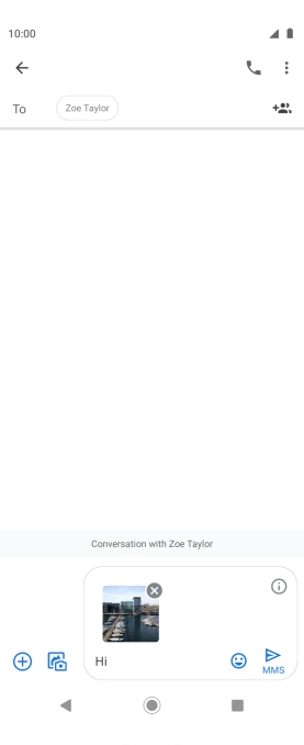 Press the send icon when you've finished your MMS.