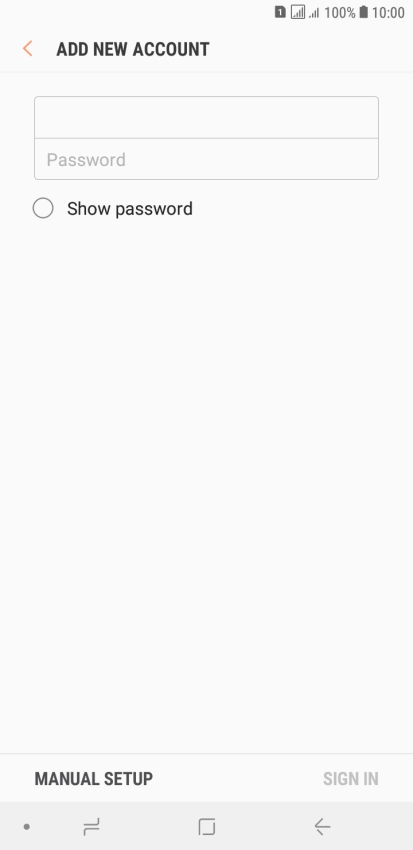 Press Password and key in the password for your email account.