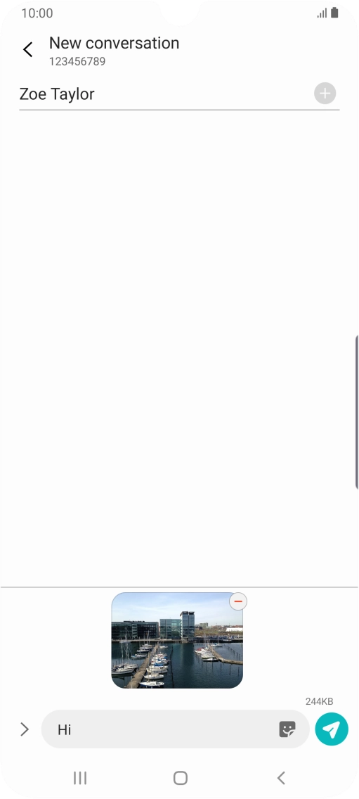 Press the send icon when you've finished your MMS.