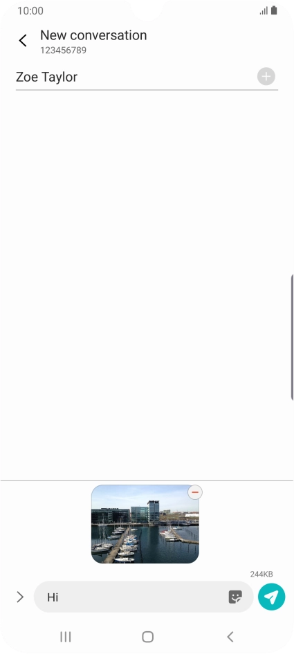 Press the send icon when you've finished your MMS.