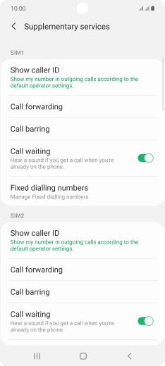Press Call forwarding below the required SIM.