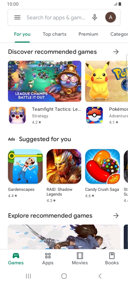 Press the search field.