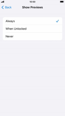 To select notification preview on the lock screen, press Always.