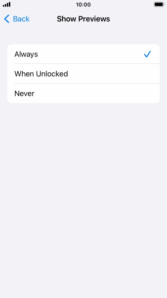 To select notification preview on the lock screen, press Always.