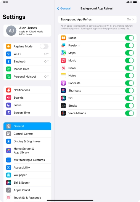 Press Background App Refresh.