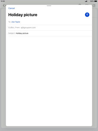 Press the text input field and write the text for your email.