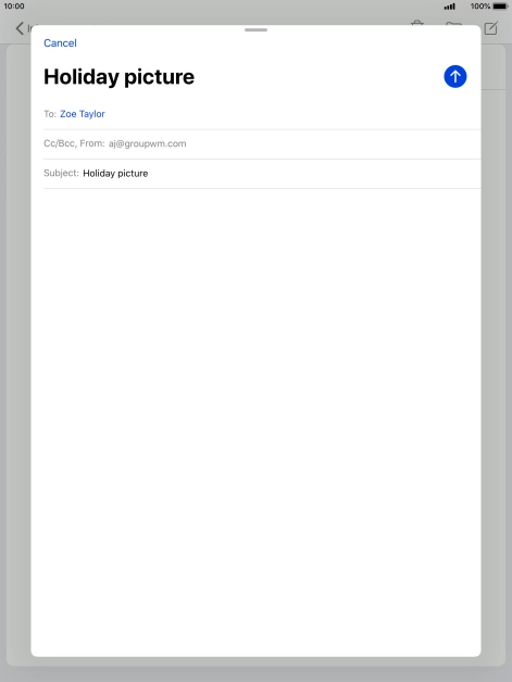 Press the text input field and write the text for your email.