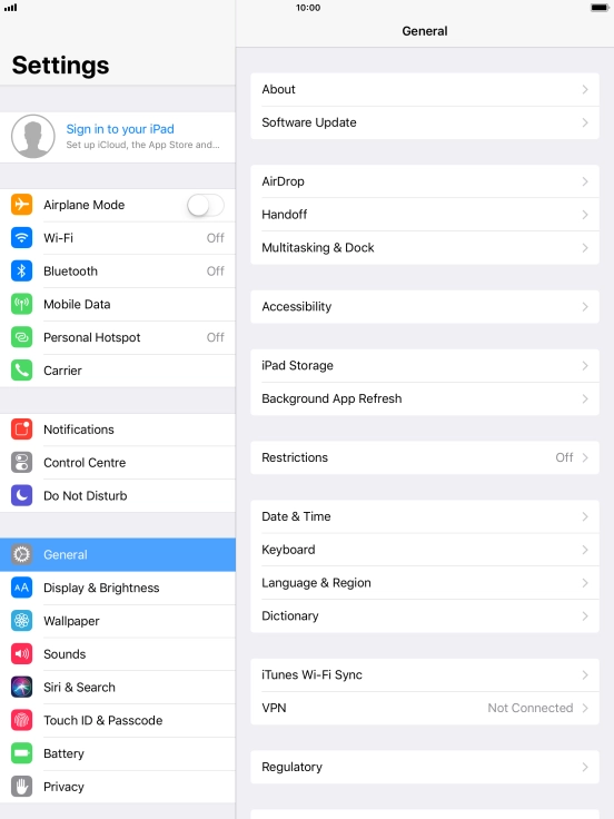 Press Sign in to your iPad.