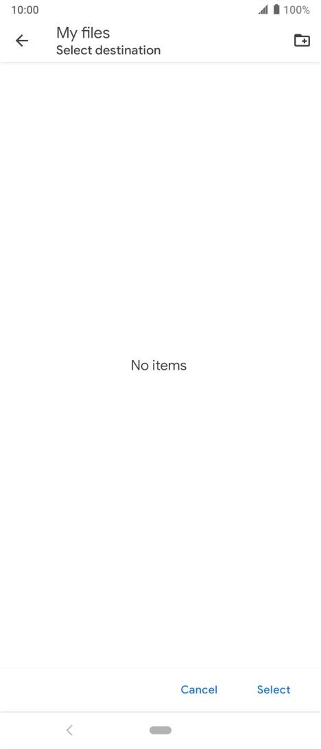 To create a new folder, press the new folder icon and follow the instructions on the screen to create a new folder.