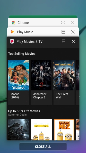 To end one running application, slide your finger right on the required application.