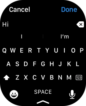 Press the microphone icon and record the message.