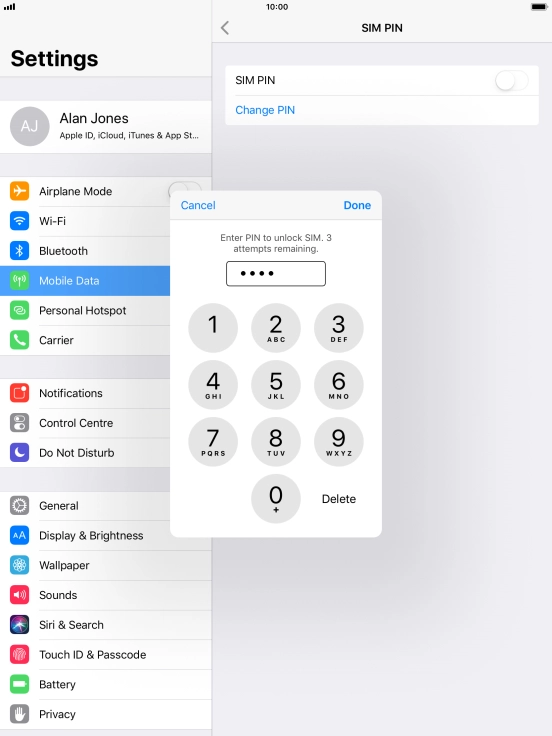 Key in your PIN and press Done. The default PIN is 1111.