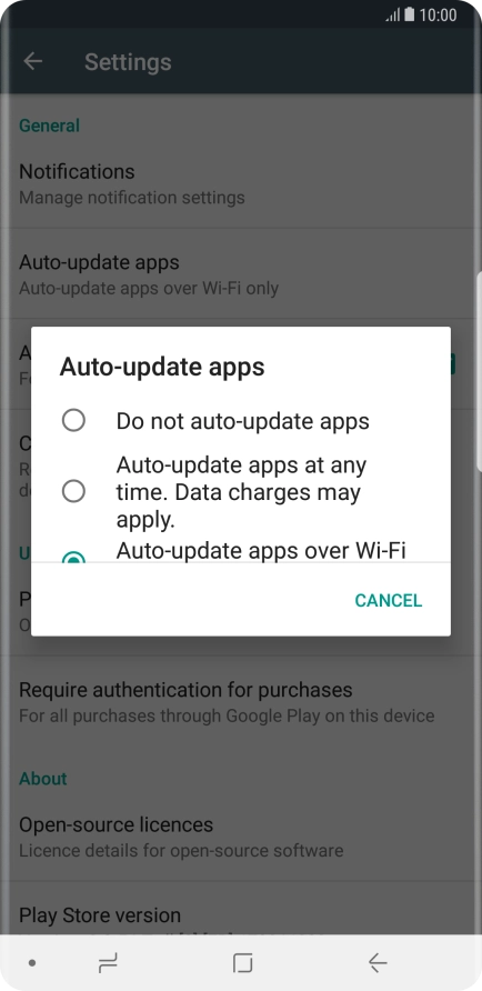 To turn off automatic update of apps, press Do not auto-update apps.