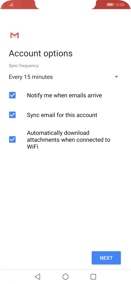 If this screen is displayed, you email account has been recognised and set up automatically. Follow the instructions on the screen to key in more information and finish setting up your phone.