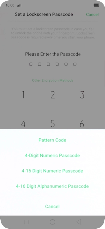 Press the required phone lock code and follow the instructions on the screen to create an additional phone lock code.