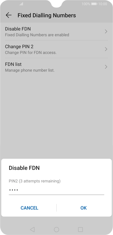 Key in your PIN2 and press OK. The default PIN2 is 0000.
