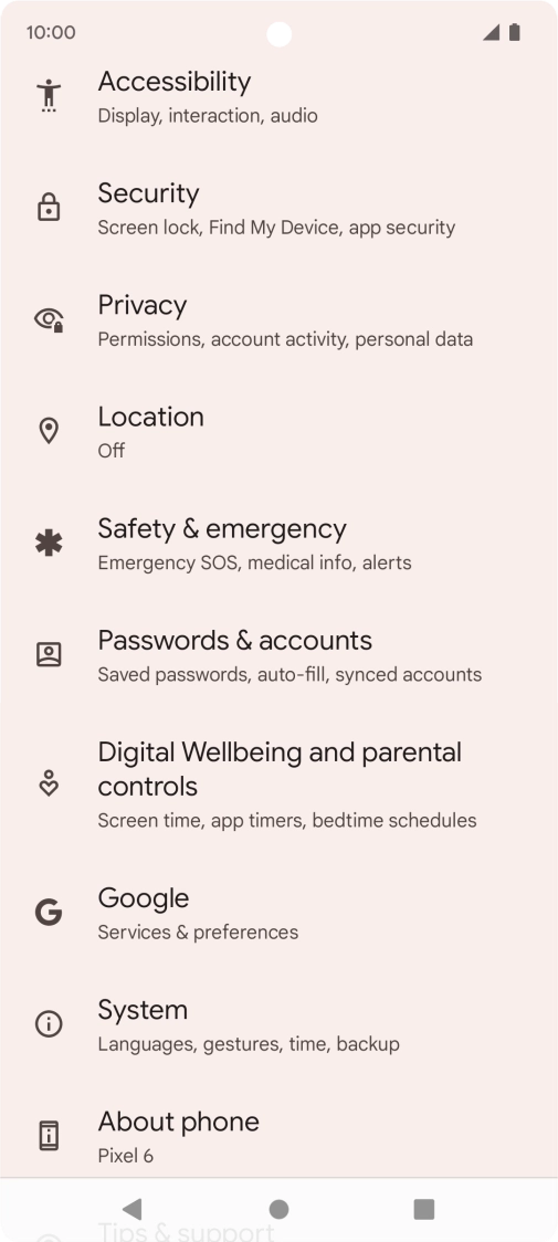 Press Passwords & accounts.