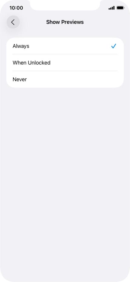 To select notification preview on the lock screen, press Always.